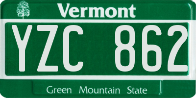 VT license plate YZC862