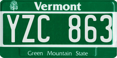VT license plate YZC863