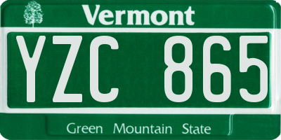 VT license plate YZC865