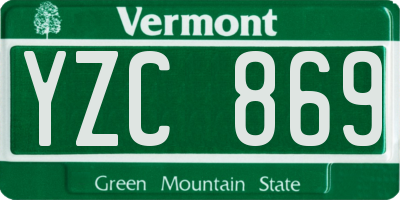 VT license plate YZC869
