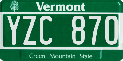 VT license plate YZC870
