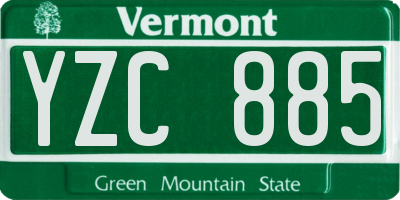 VT license plate YZC885