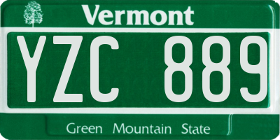 VT license plate YZC889
