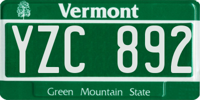 VT license plate YZC892