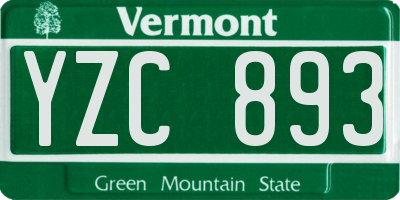 VT license plate YZC893