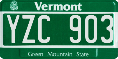 VT license plate YZC903