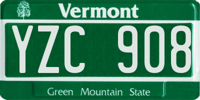 VT license plate YZC908
