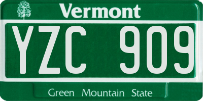 VT license plate YZC909