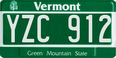 VT license plate YZC912