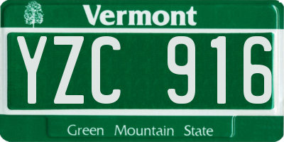 VT license plate YZC916