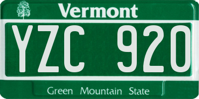 VT license plate YZC920