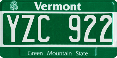 VT license plate YZC922