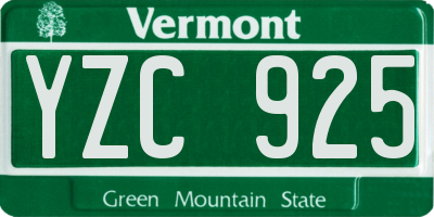 VT license plate YZC925