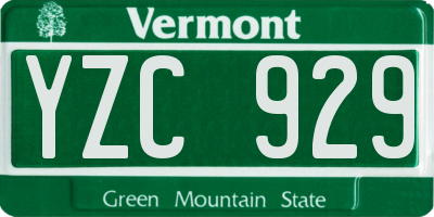 VT license plate YZC929