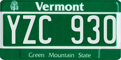 VT license plate YZC930