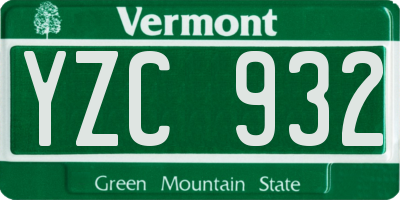 VT license plate YZC932