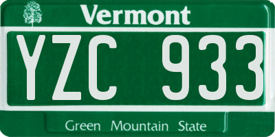 VT license plate YZC933