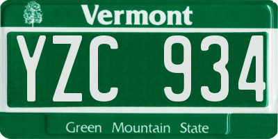 VT license plate YZC934