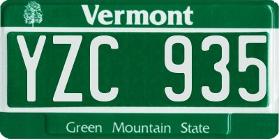 VT license plate YZC935