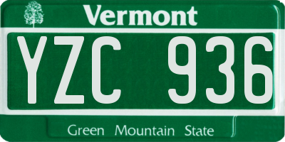 VT license plate YZC936