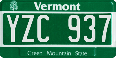 VT license plate YZC937