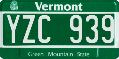 VT license plate YZC939