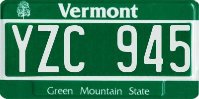 VT license plate YZC945