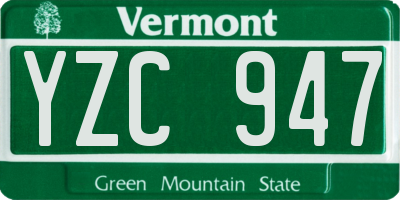 VT license plate YZC947