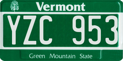 VT license plate YZC953