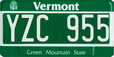 VT license plate YZC955