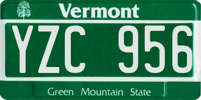 VT license plate YZC956