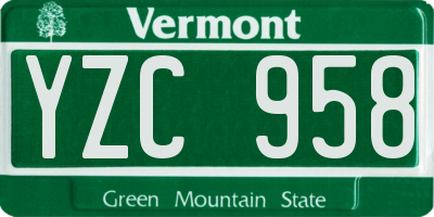 VT license plate YZC958