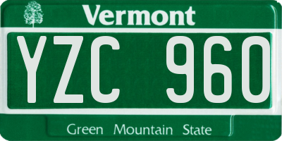 VT license plate YZC960