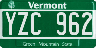 VT license plate YZC962