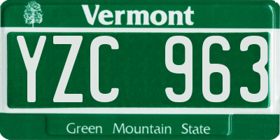VT license plate YZC963