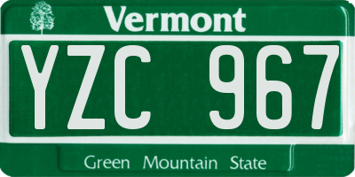 VT license plate YZC967