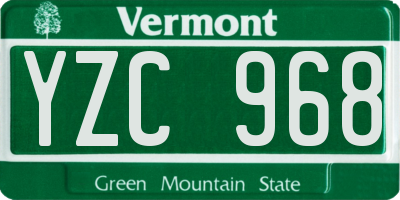 VT license plate YZC968