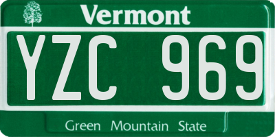 VT license plate YZC969