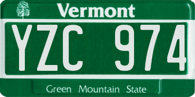 VT license plate YZC974