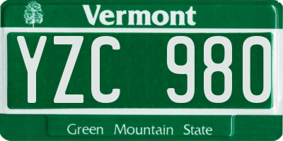 VT license plate YZC980