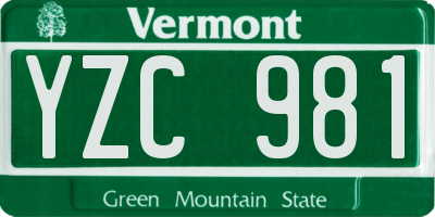 VT license plate YZC981