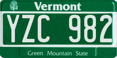 VT license plate YZC982