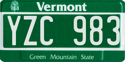 VT license plate YZC983