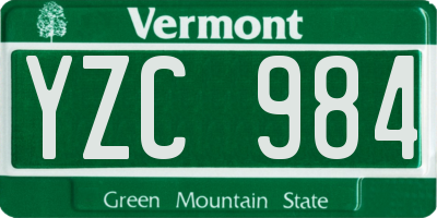 VT license plate YZC984