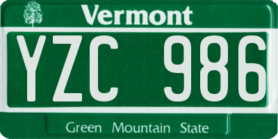 VT license plate YZC986