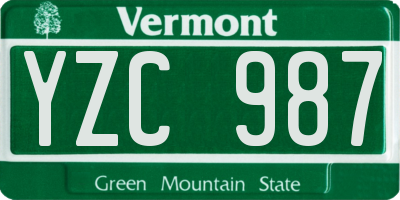 VT license plate YZC987