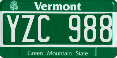 VT license plate YZC988