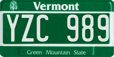 VT license plate YZC989