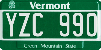 VT license plate YZC990