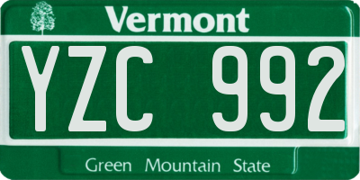 VT license plate YZC992
